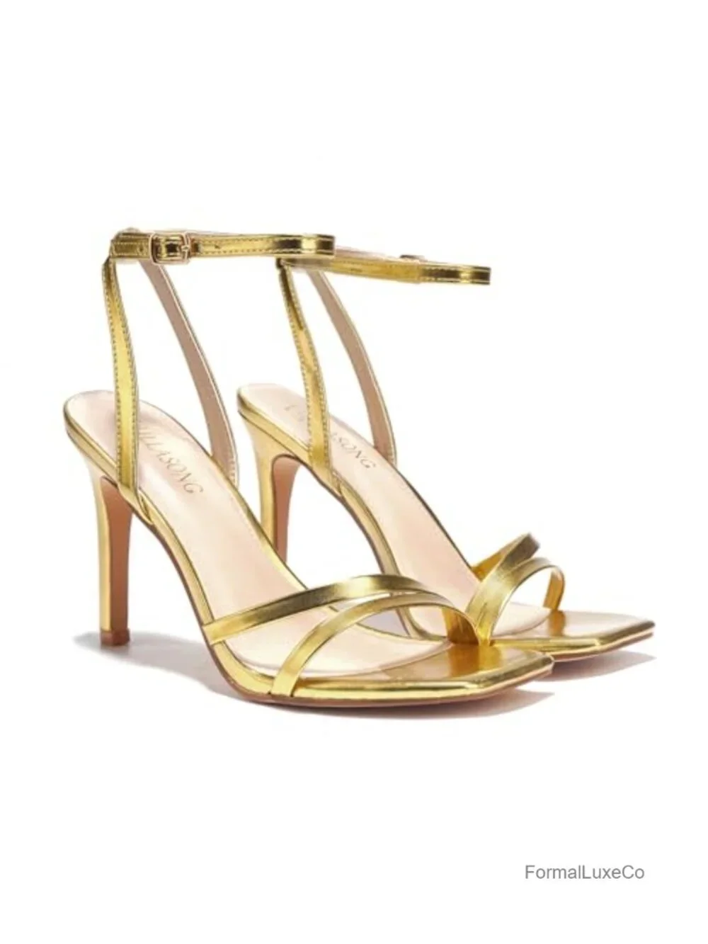 Strappy Ankle Strap High Heels 3.5 Inch Heeled Square Open Toe Sandals
